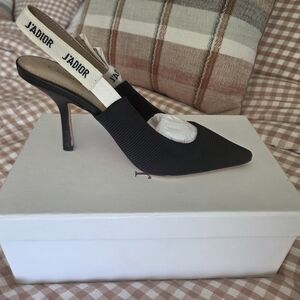 Designer Black Slingback Pointed-Toe Pump